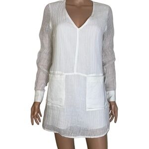 Dolce Vita ladies blouse white linen Beautiful linen Tunic gauze boxy SZ xs